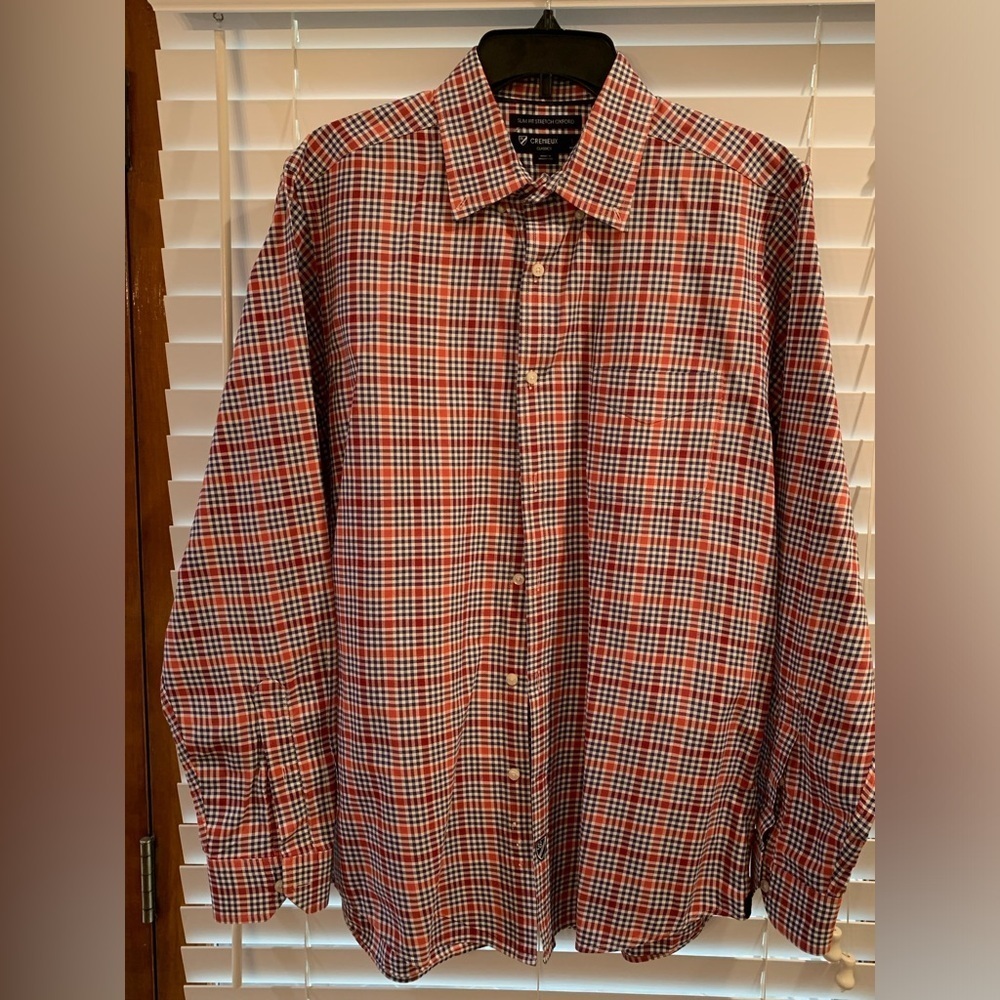 Cremieux Classics Slim Fit Stretch Oxford Red & Blue Plaid Button Down  Large